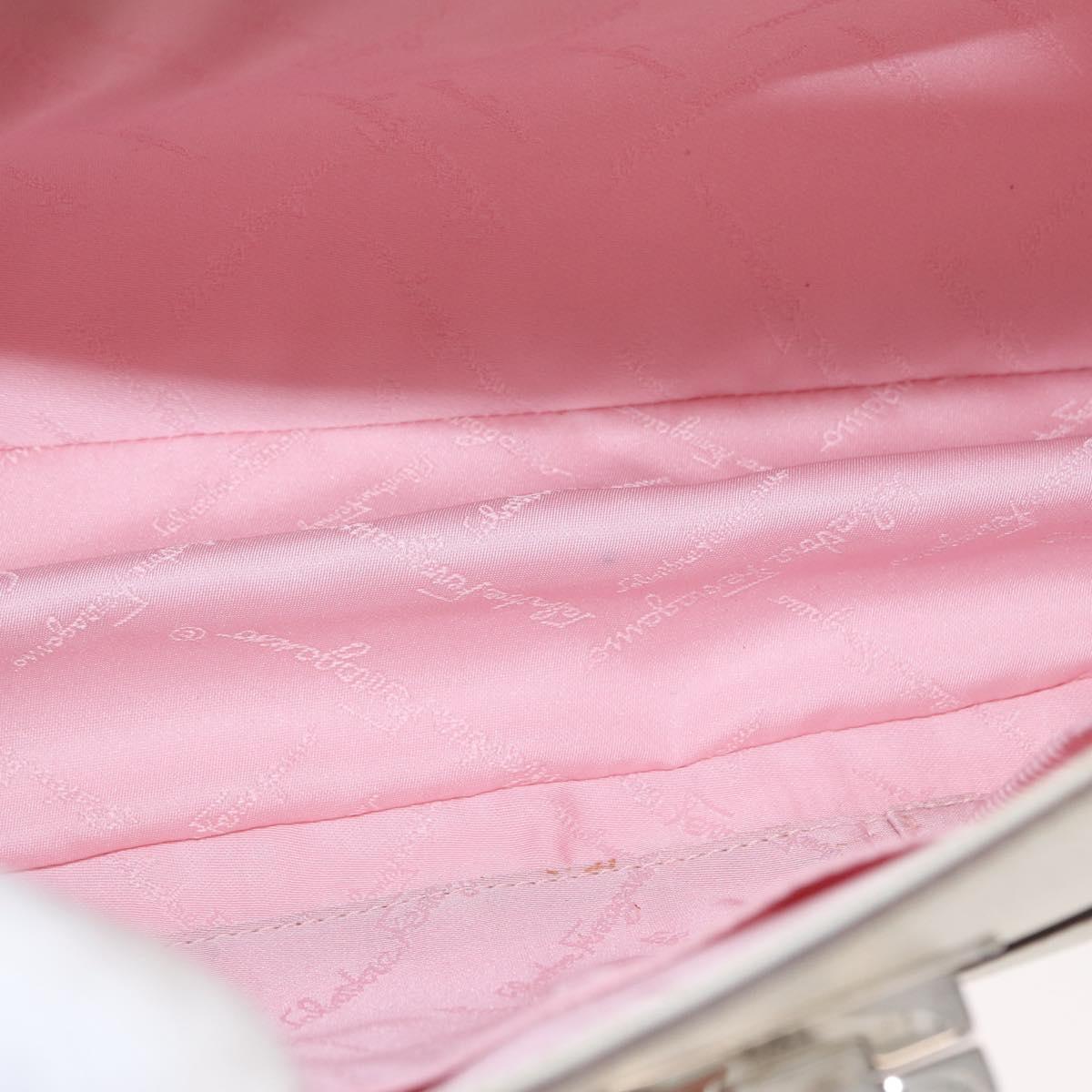 Salvatore Ferragamo Gancini Shoulder Bag Leather White Silver Auth ka722