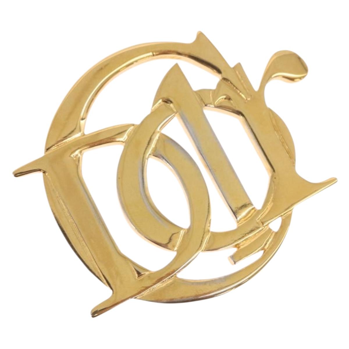 Christian Dior Brooch Metal Gold Tone Auth ka7227