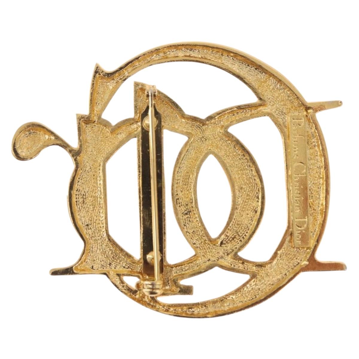 Christian Dior Brooch Metal Gold Tone Auth ka7227