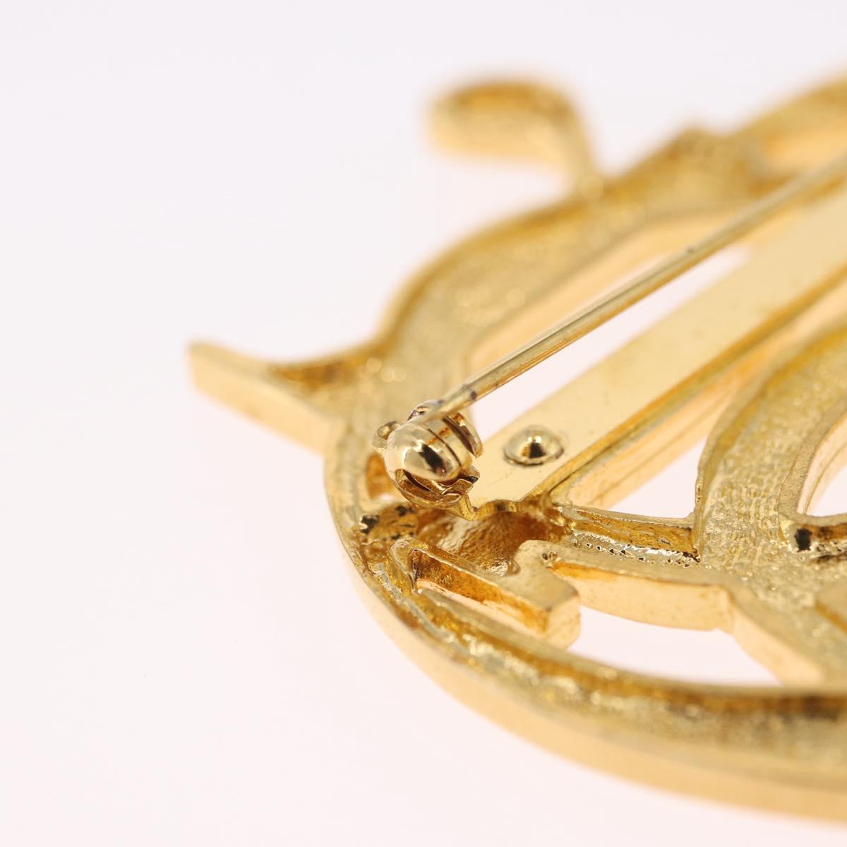 Christian Dior Brooch Metal Gold Tone Auth ka7227