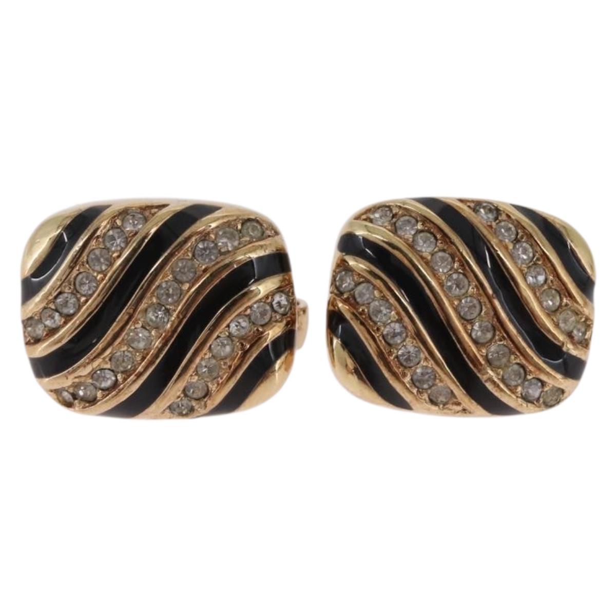 Christian Dior Earring Metal Gold Tone Auth ka7228