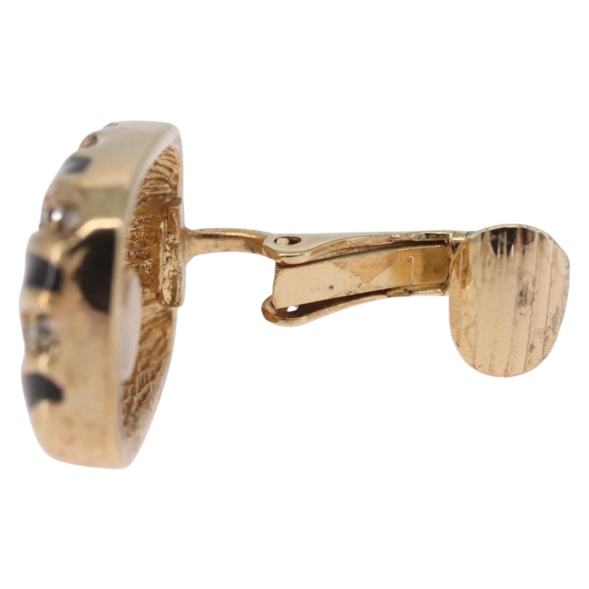 Christian Dior Earring Metal Gold Tone Auth ka7228