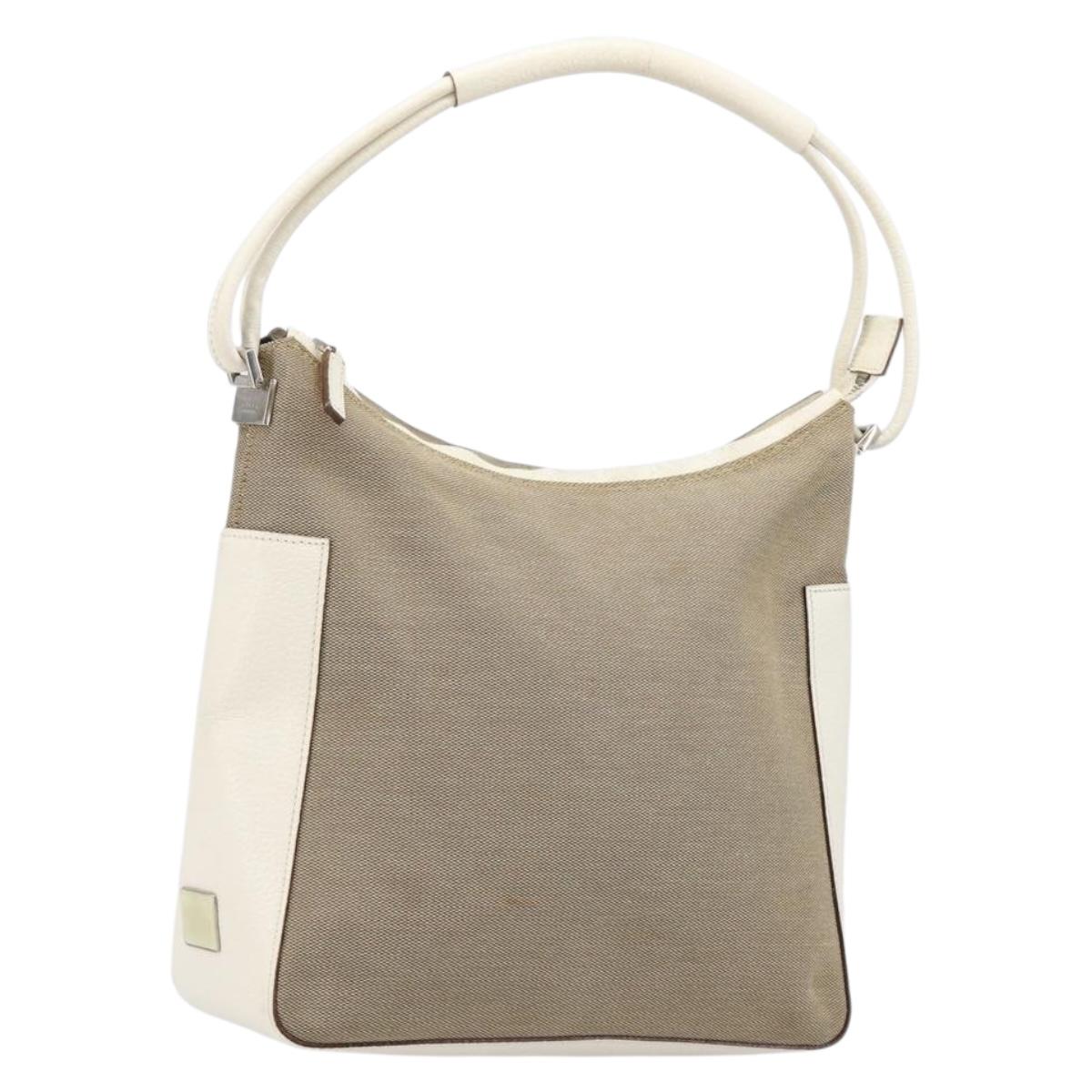 GUCCI Shoulder Bag Canvas Beige Silver 001 3766 Auth ka7233A