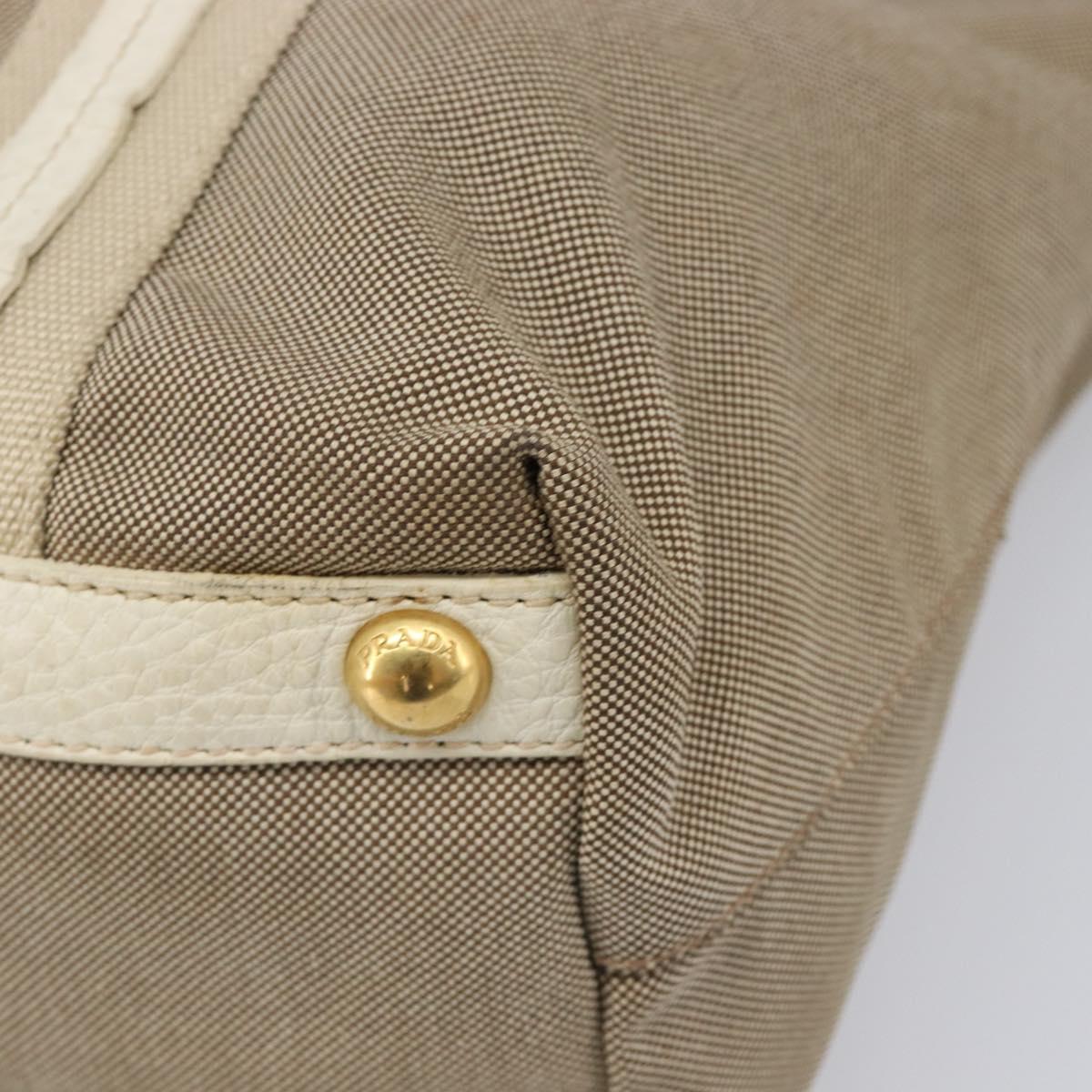 PRADA Hand Bag Canvas 2way Beige Gold Auth ka7234A