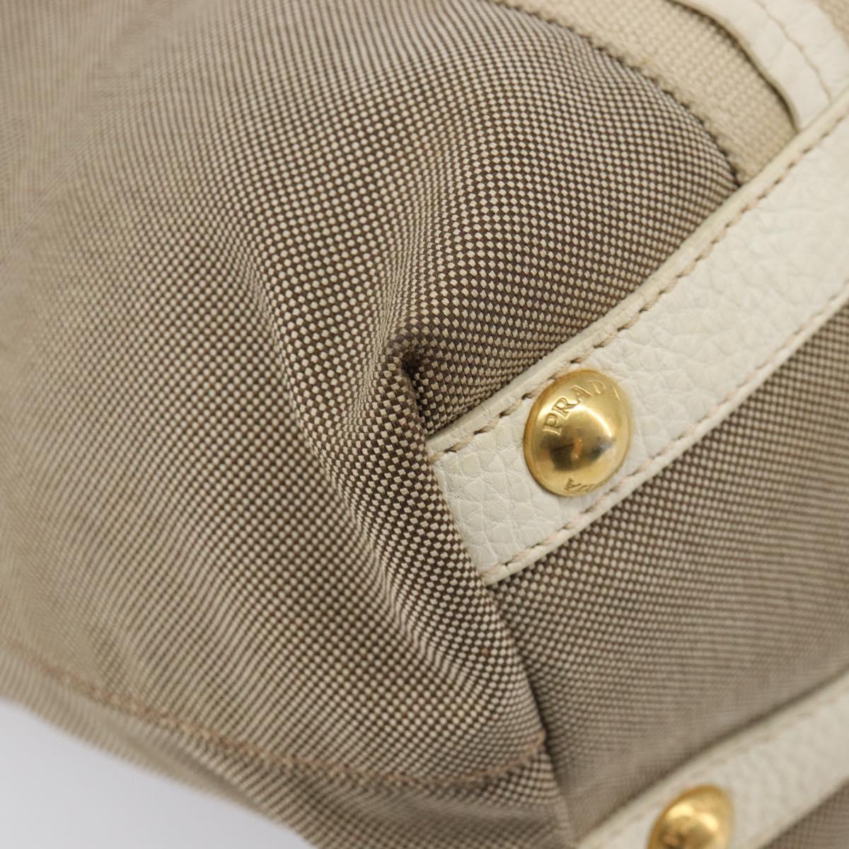 PRADA Hand Bag Canvas 2way Beige Gold Auth ka7234A