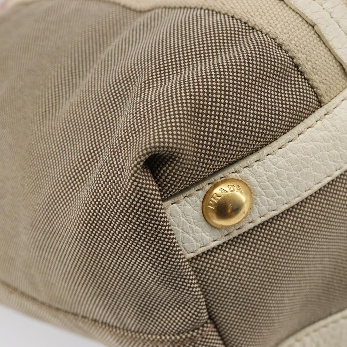 PRADA Hand Bag Canvas 2way Beige Gold Auth ka7234A