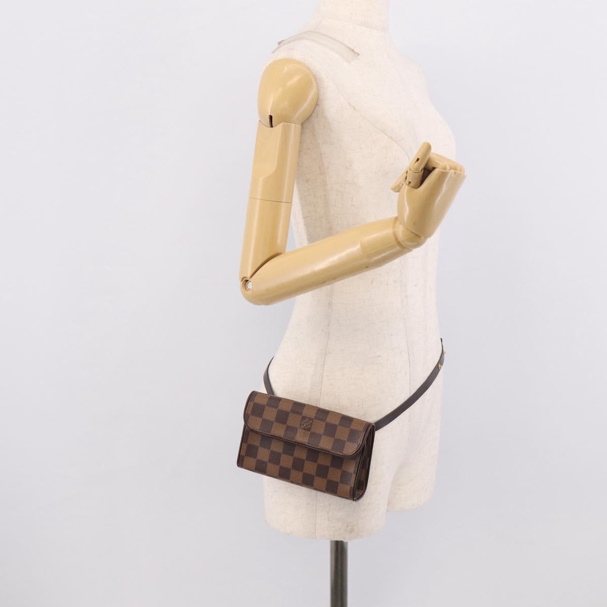 LOUIS VUITTON Damier Ebene Pochette Florentine Waist bag N51856 LV Auth ka7239