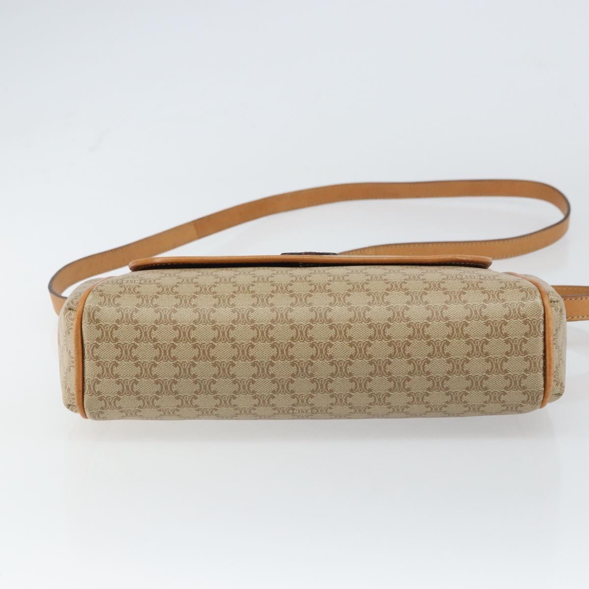 CELINE Macadam Canvas Shoulder Bag PVC Beige Gold Auth ka724