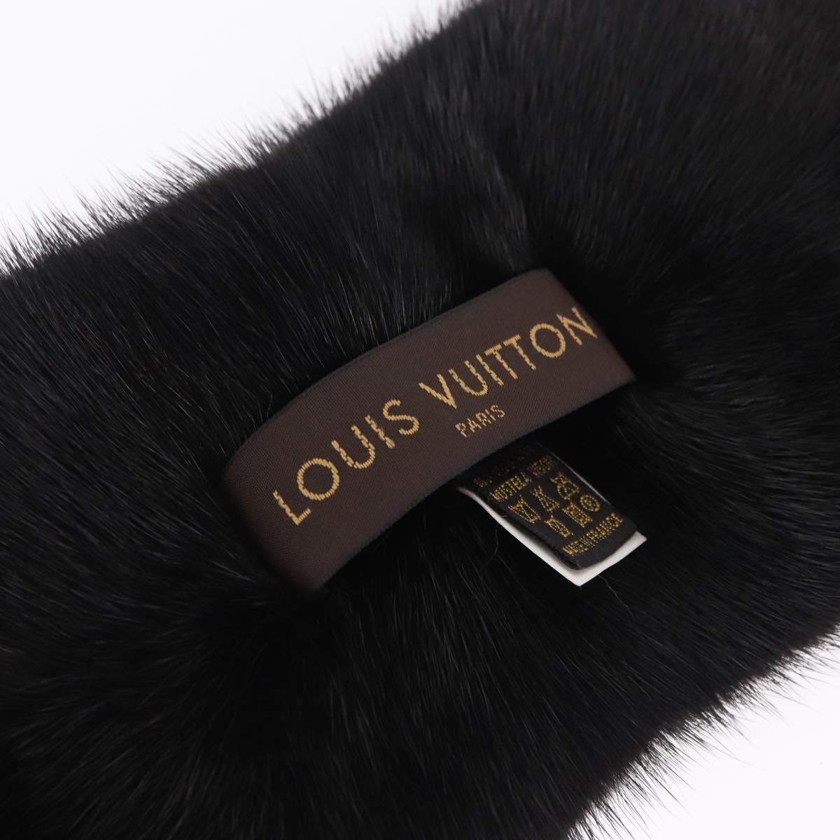 LOUIS VUITTON Scarf Black LV Auth ka7243M
