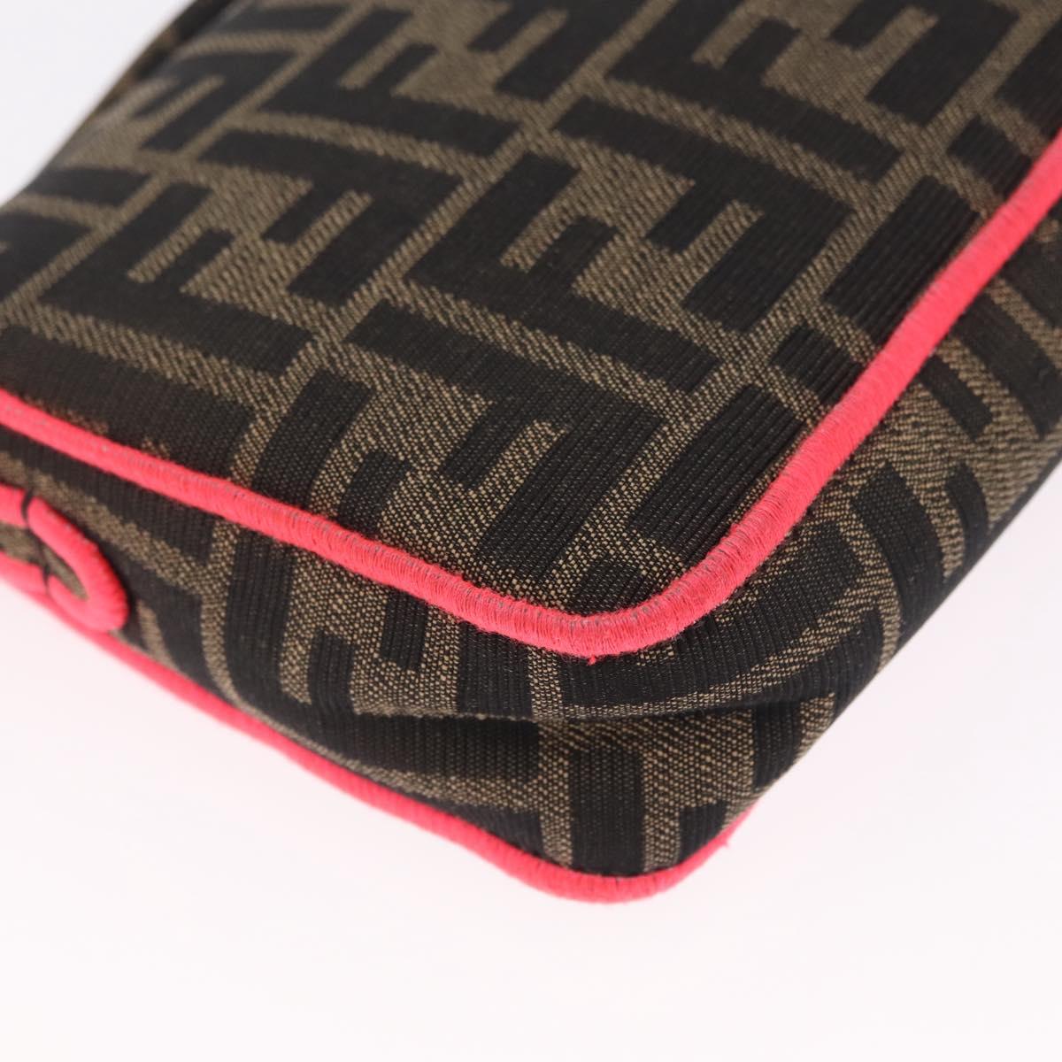 FENDI Zucca Canvas Baguette Small Shoulder Bag 2way Black Brown Auth ka7247V