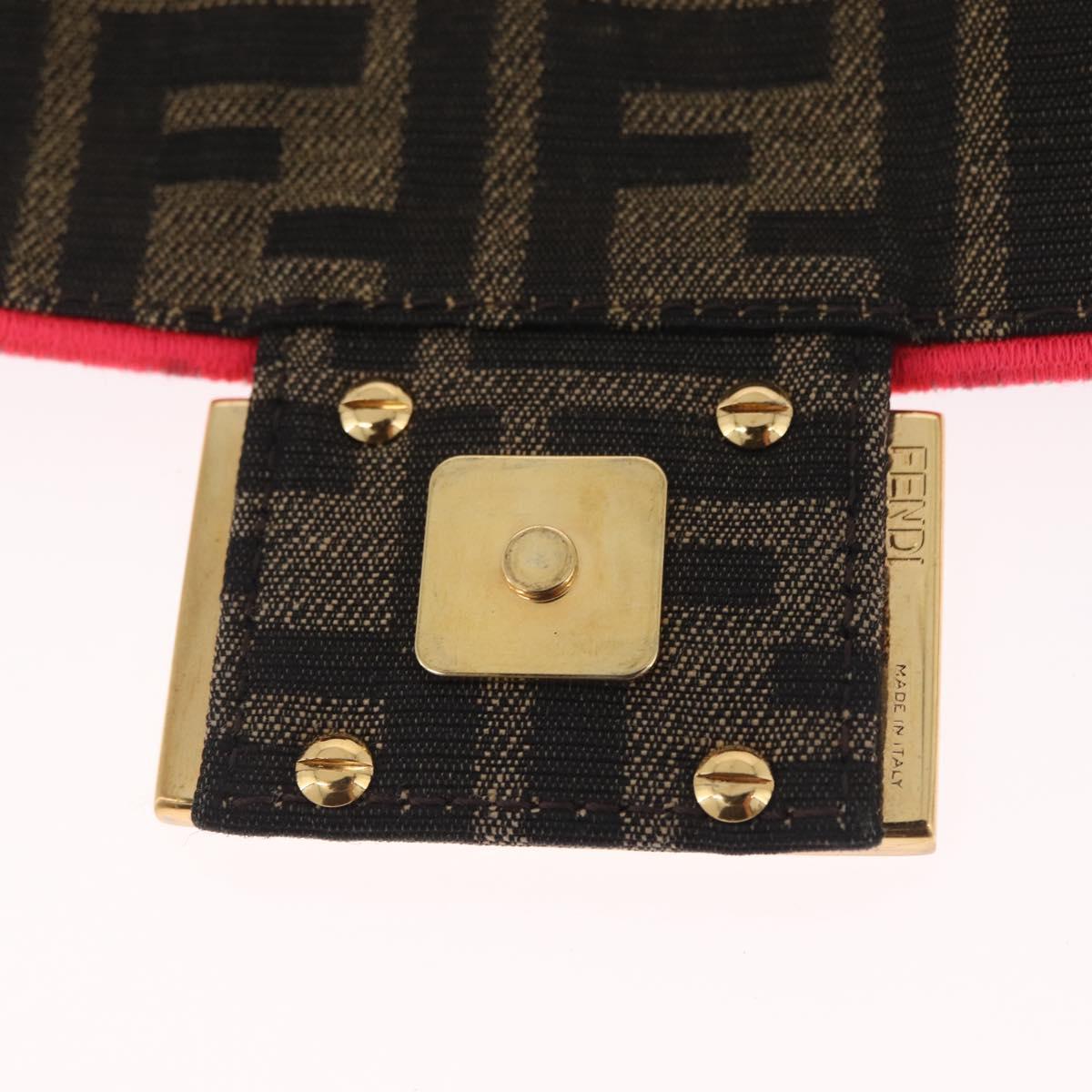 FENDI Zucca Canvas Baguette Small Shoulder Bag 2way Black Brown Auth ka7247V