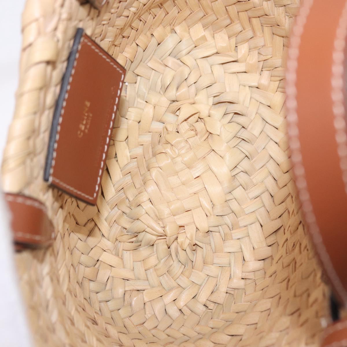 CELINE Teen Classic Panier Hand Bag Raffia 2way Beige Brown Auth ka7259M