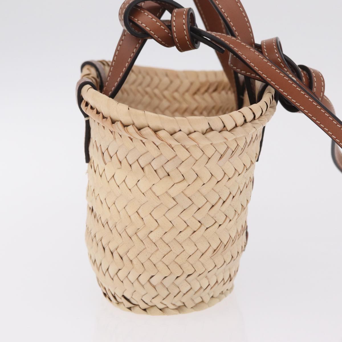 CELINE Teen Classic Panier Hand Bag Raffia 2way Beige Brown Auth ka7259M