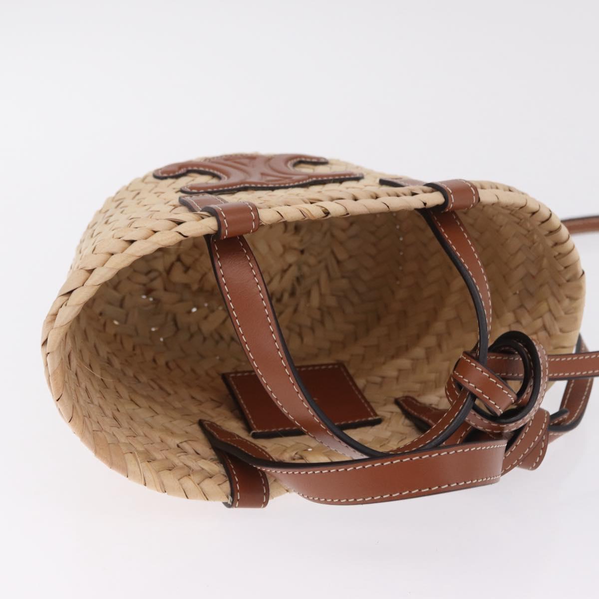 CELINE Teen Classic Panier Hand Bag Raffia 2way Beige Brown Auth ka7259M