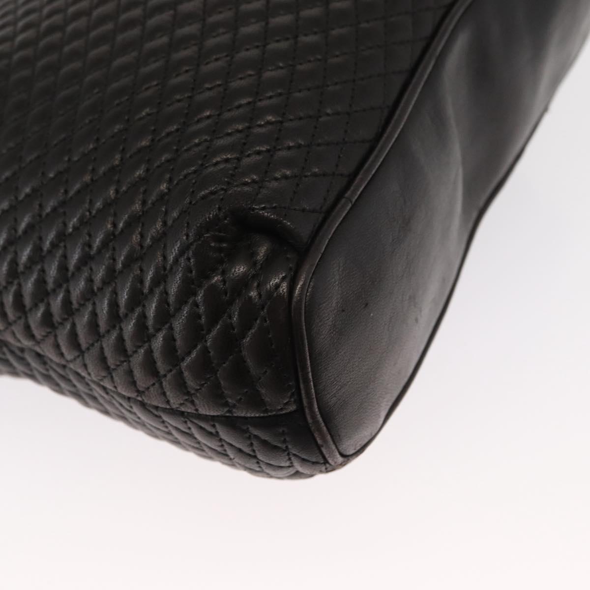 BALLY Quilted Chain Shoulder Bag Leather Black Gold Auth ka727