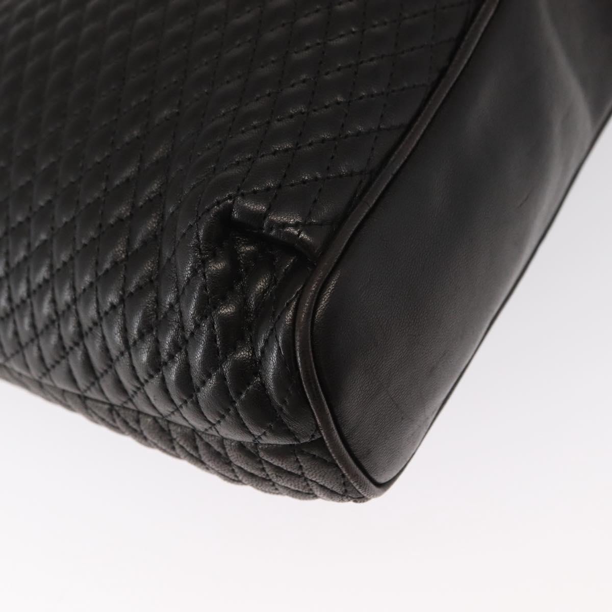 BALLY Quilted Chain Shoulder Bag Leather Black Gold Auth ka727