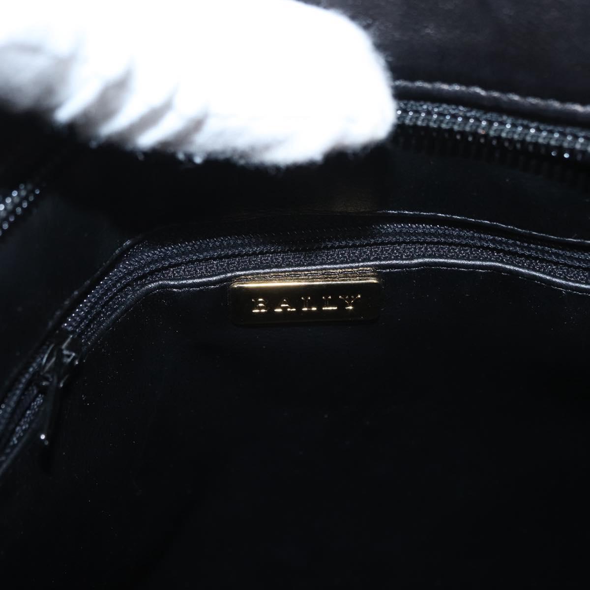 BALLY Quilted Chain Shoulder Bag Leather Black Gold Auth ka727