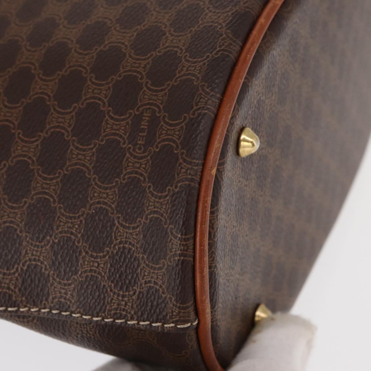 CELINE Macadam Canvas Shoulder Bag PVC Leather Brown Gold Auth ka728