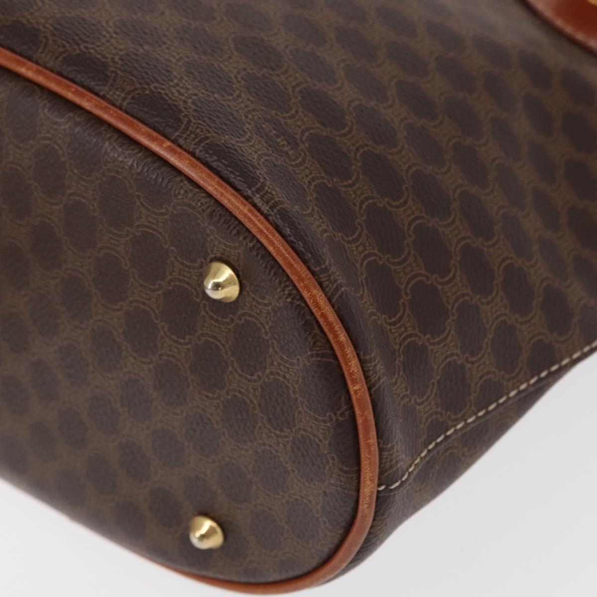 CELINE Macadam Canvas Shoulder Bag PVC Leather Brown Gold Auth ka728