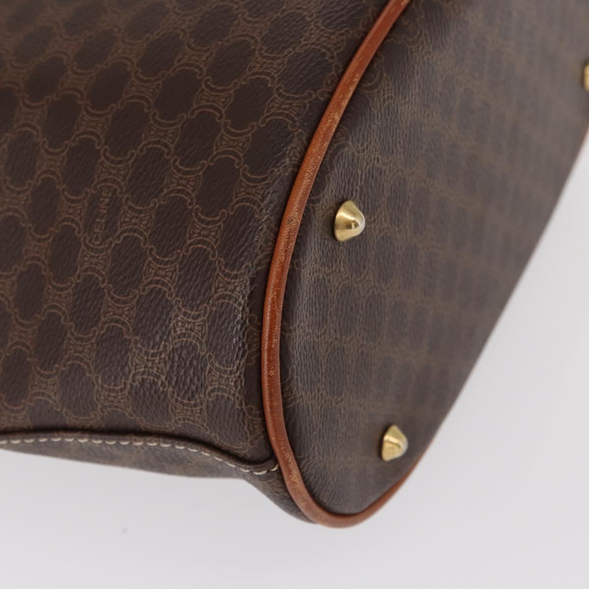 CELINE Macadam Canvas Shoulder Bag PVC Leather Brown Gold Auth ka728