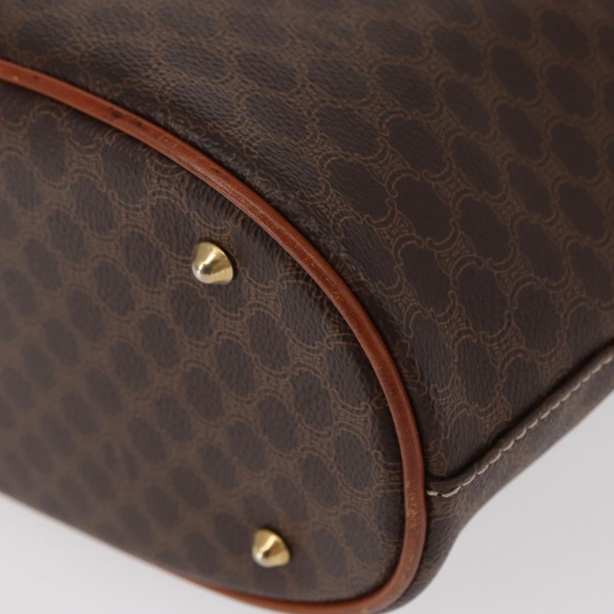 CELINE Macadam Canvas Shoulder Bag PVC Leather Brown Gold Auth ka728