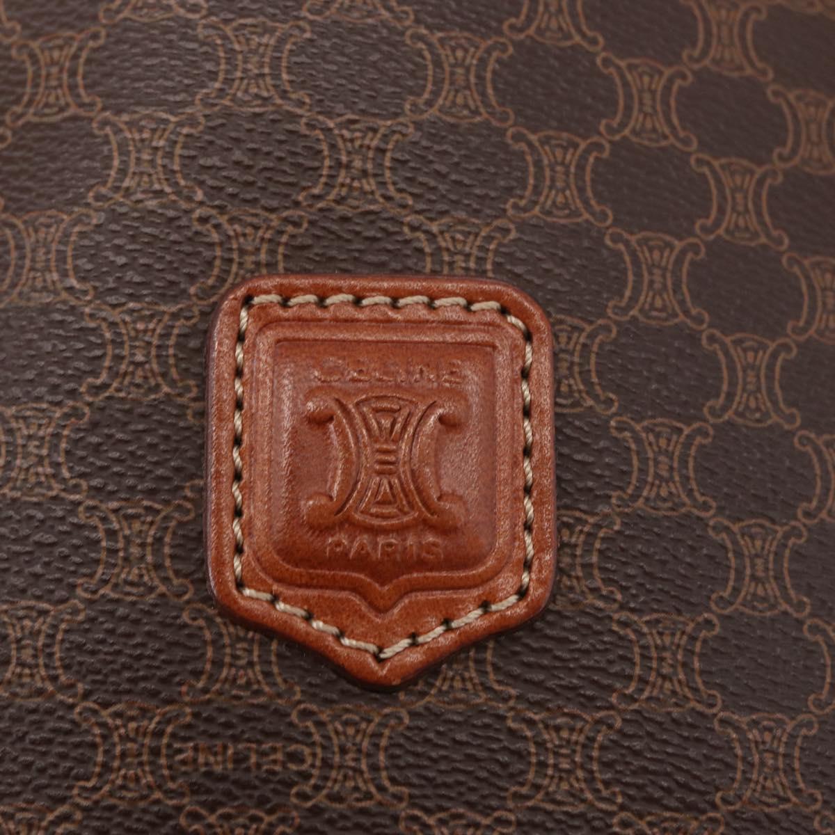 CELINE Macadam Canvas Shoulder Bag PVC Leather Brown Gold Auth ka728