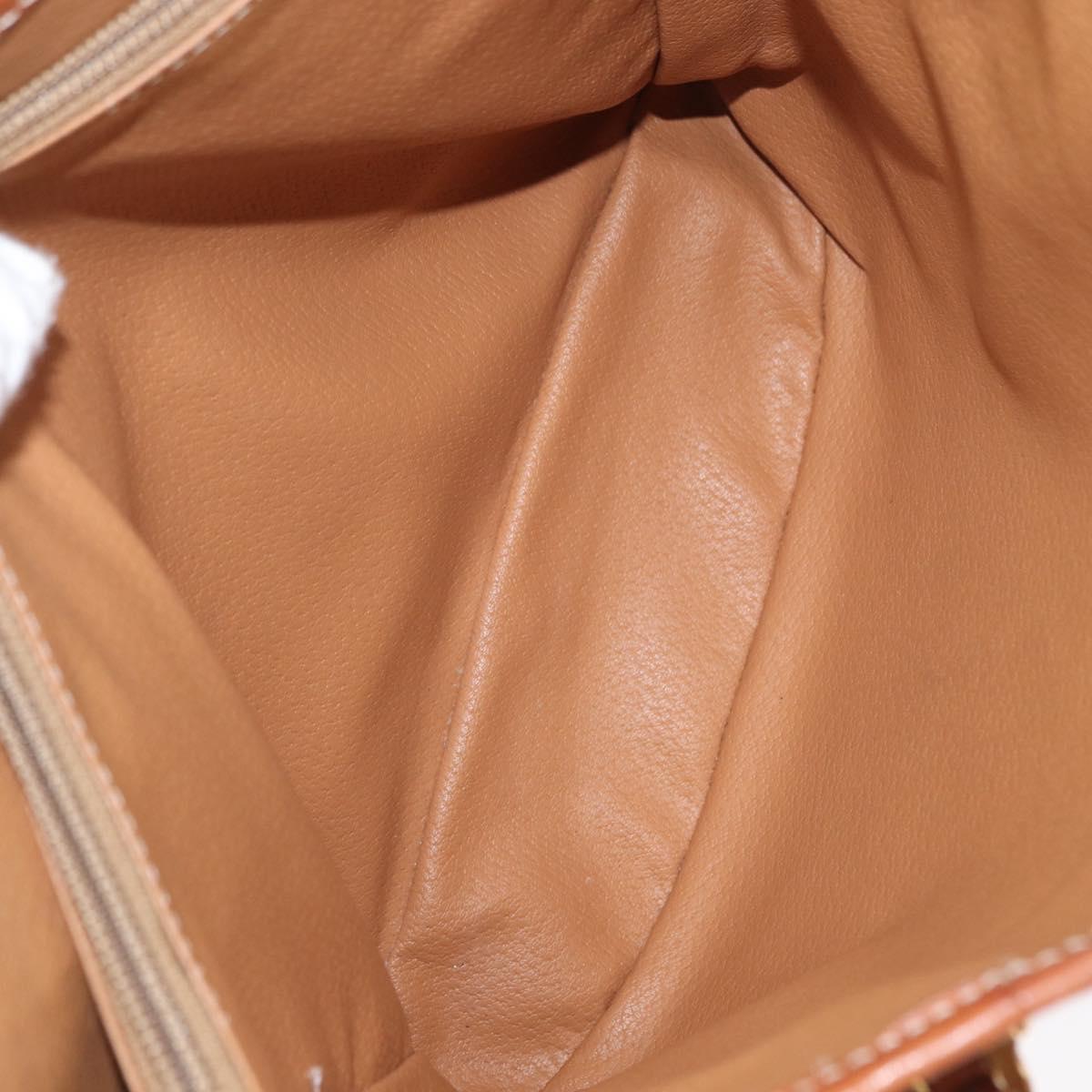 CELINE Macadam Canvas Shoulder Bag PVC Leather Brown Gold Auth ka728