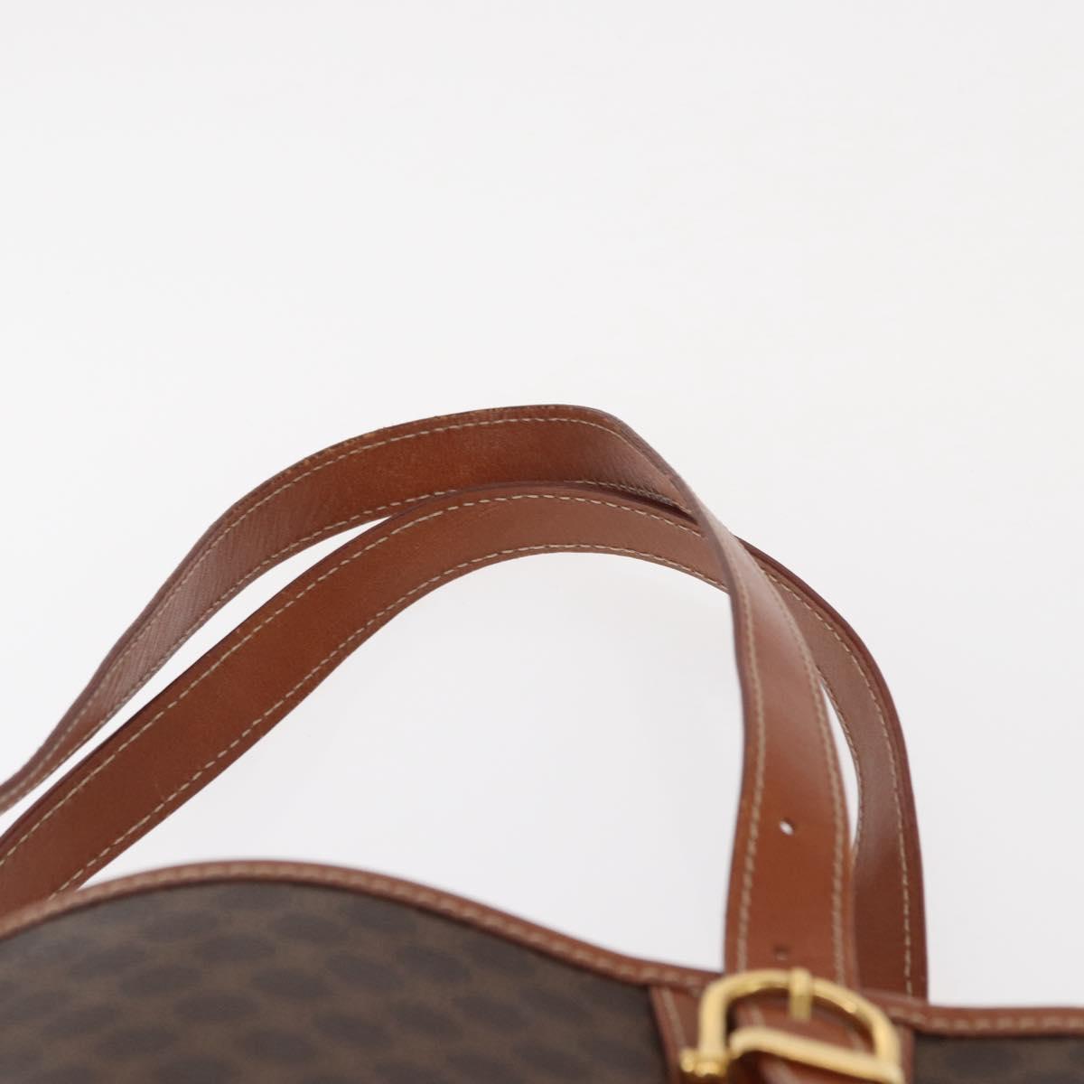 CELINE Macadam Canvas Shoulder Bag PVC Leather Brown Gold Auth ka728