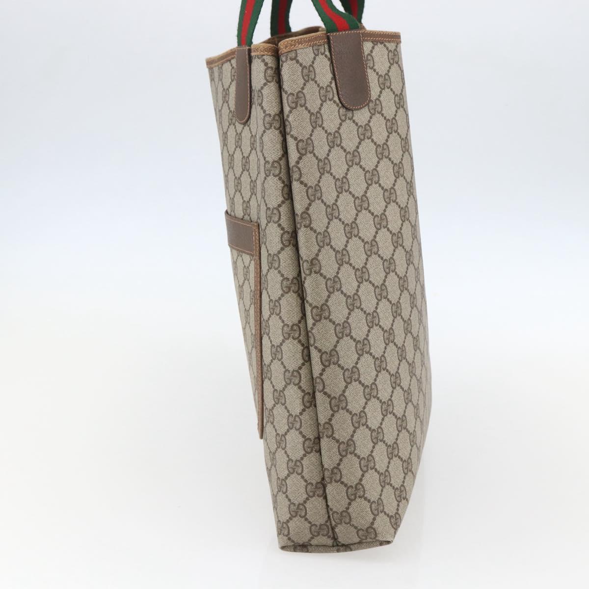 GUCCI GG Supreme Web Sherry Line Tote Bag PVC Beige Red 89 02 003 Auth ka731