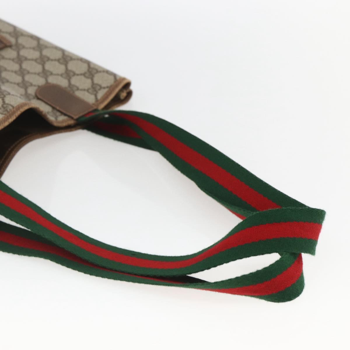 GUCCI GG Supreme Web Sherry Line Tote Bag PVC Beige Red 89 02 003 Auth ka731