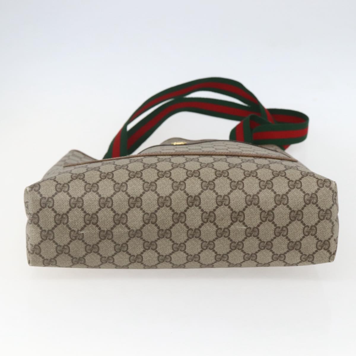 GUCCI GG Supreme Web Sherry Line Tote Bag PVC Beige Red 89 02 003 Auth ka731