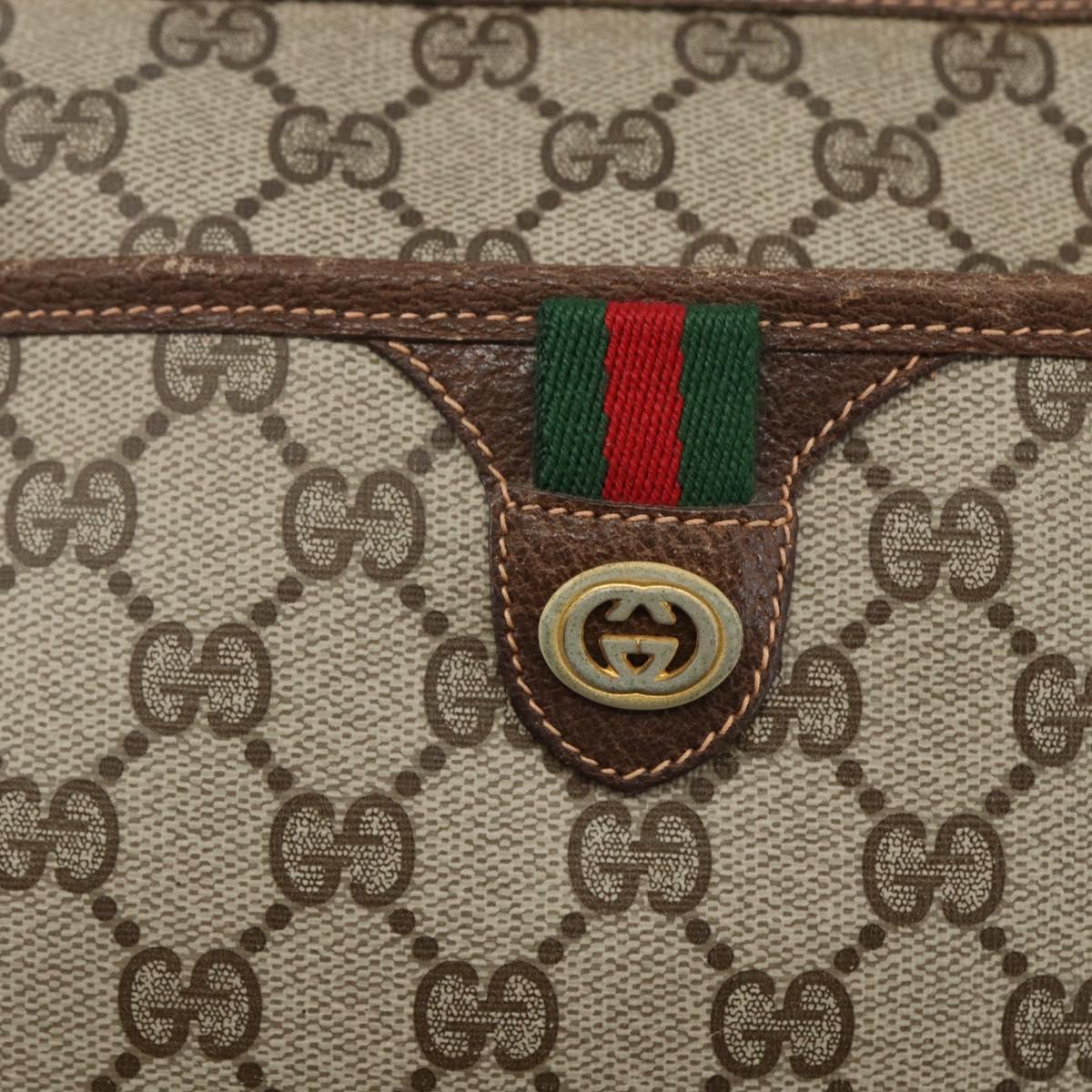 GUCCI GG Supreme Web Sherry Line Bag PVC Beige Gold 89 02 077 Auth ka736