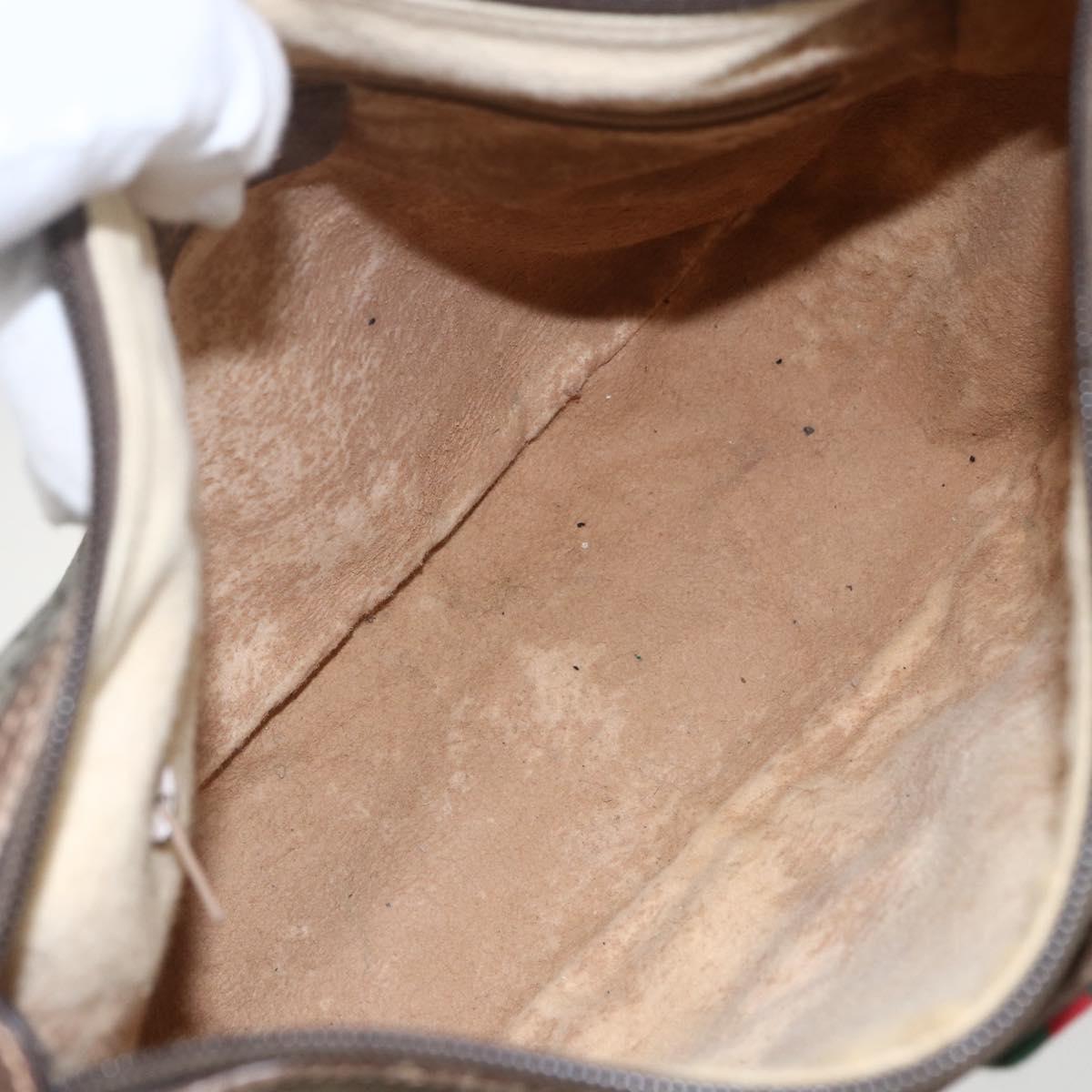 GUCCI GG Supreme Web Sherry Line Bag PVC Beige Gold 89 02 077 Auth ka736