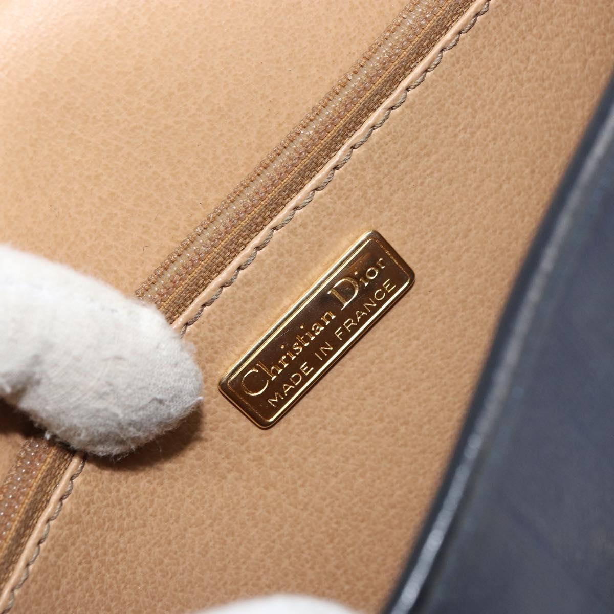 Christian Dior Trotter Canvas Shoulder Bag Navy Gold Auth ka740