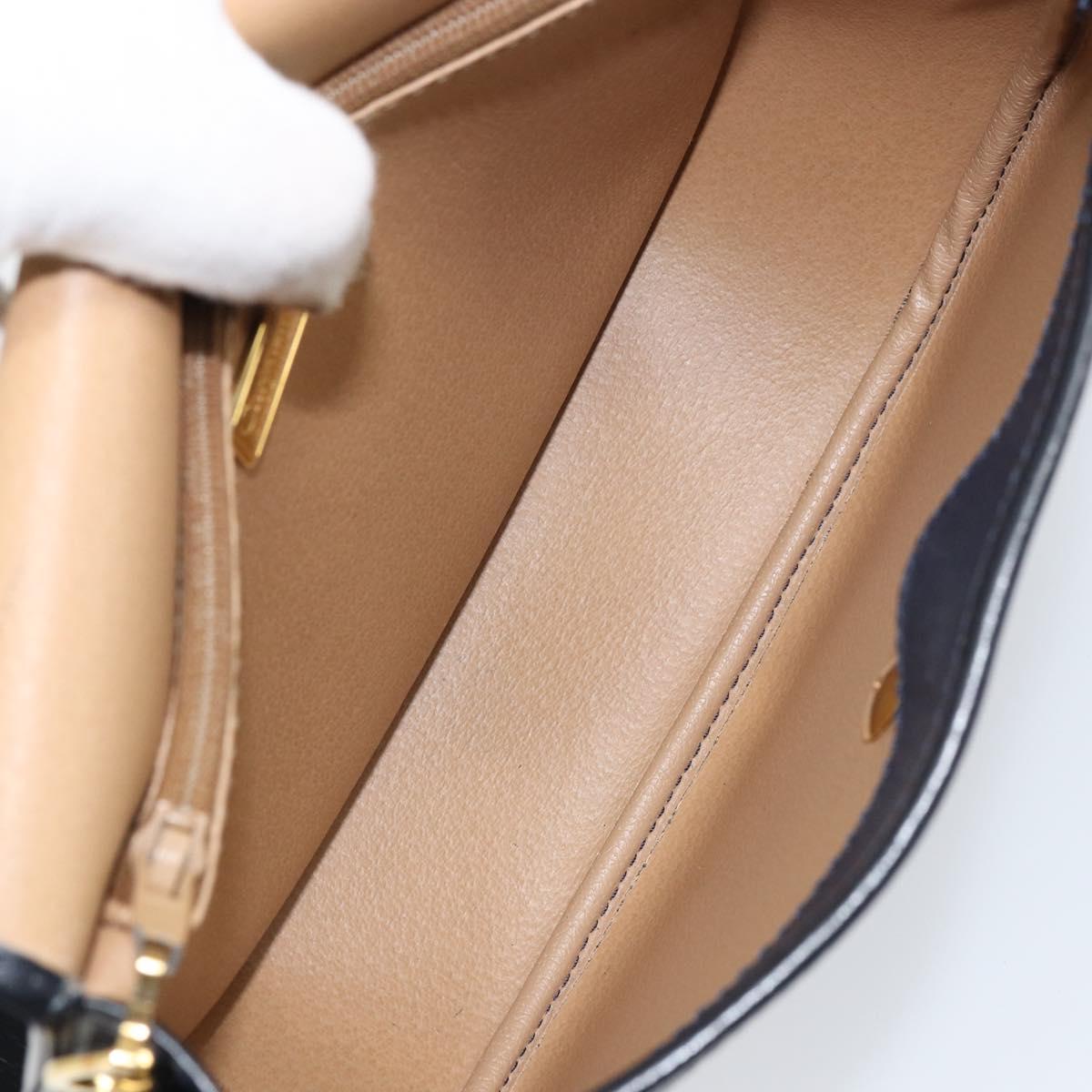 Christian Dior Trotter Canvas Shoulder Bag Navy Gold Auth ka740