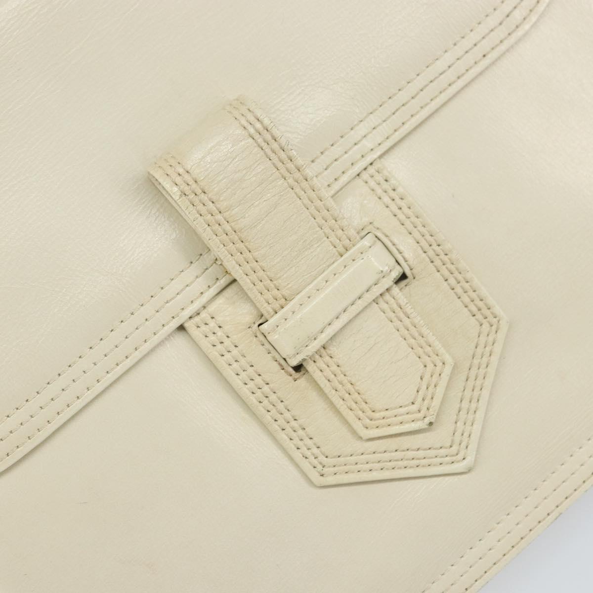 SAINT LAURENT Shoulder Bag Leather White Auth ka743