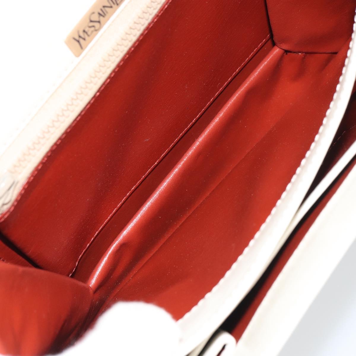 SAINT LAURENT Shoulder Bag Leather White Auth ka743