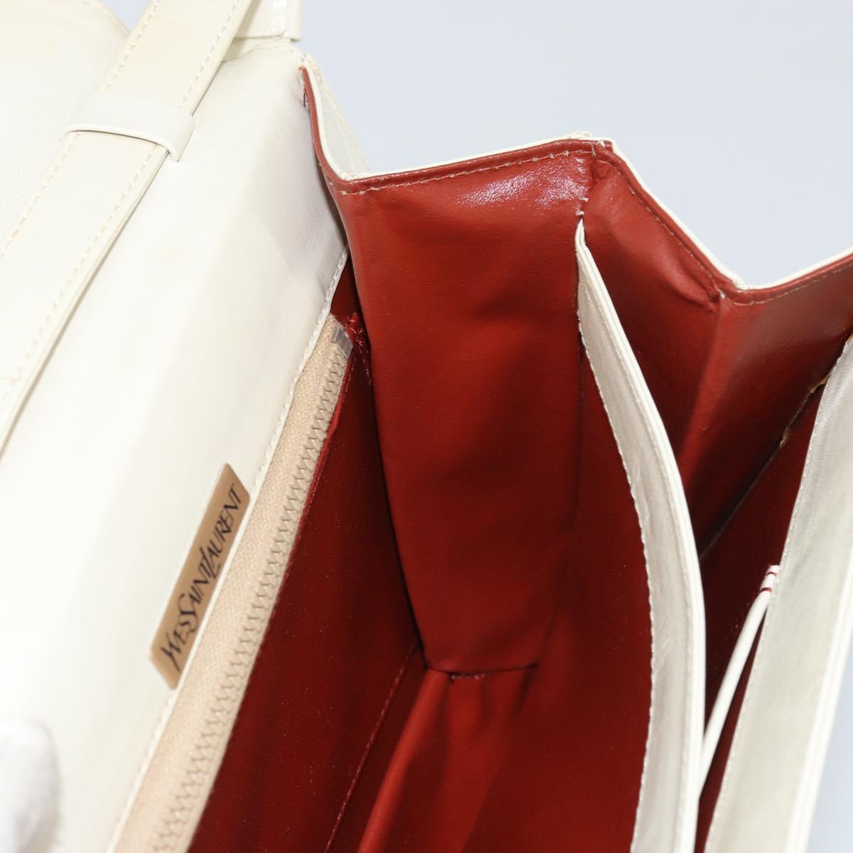 SAINT LAURENT Shoulder Bag Leather White Auth ka743