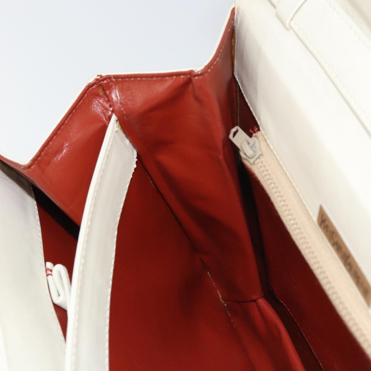 SAINT LAURENT Shoulder Bag Leather White Auth ka743