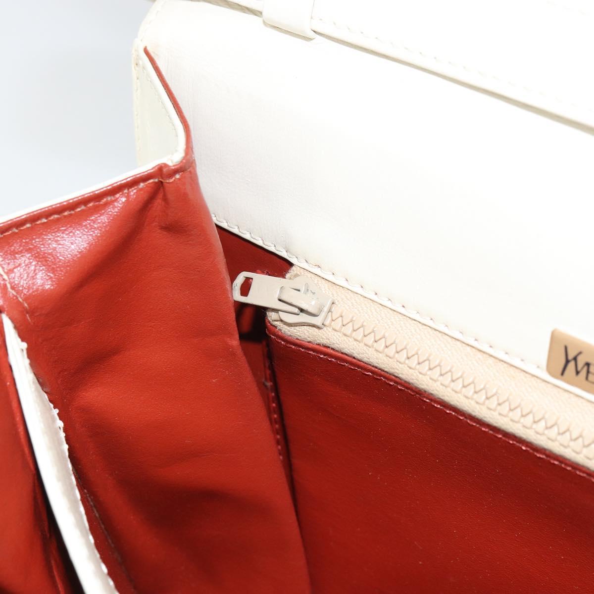 SAINT LAURENT Shoulder Bag Leather White Auth ka743