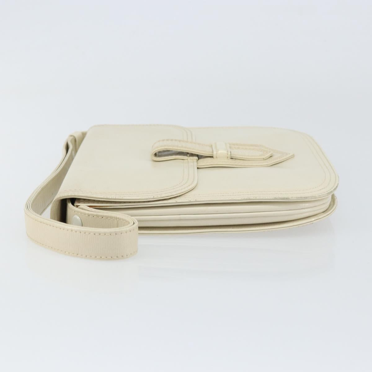 SAINT LAURENT Shoulder Bag Leather White Auth ka743