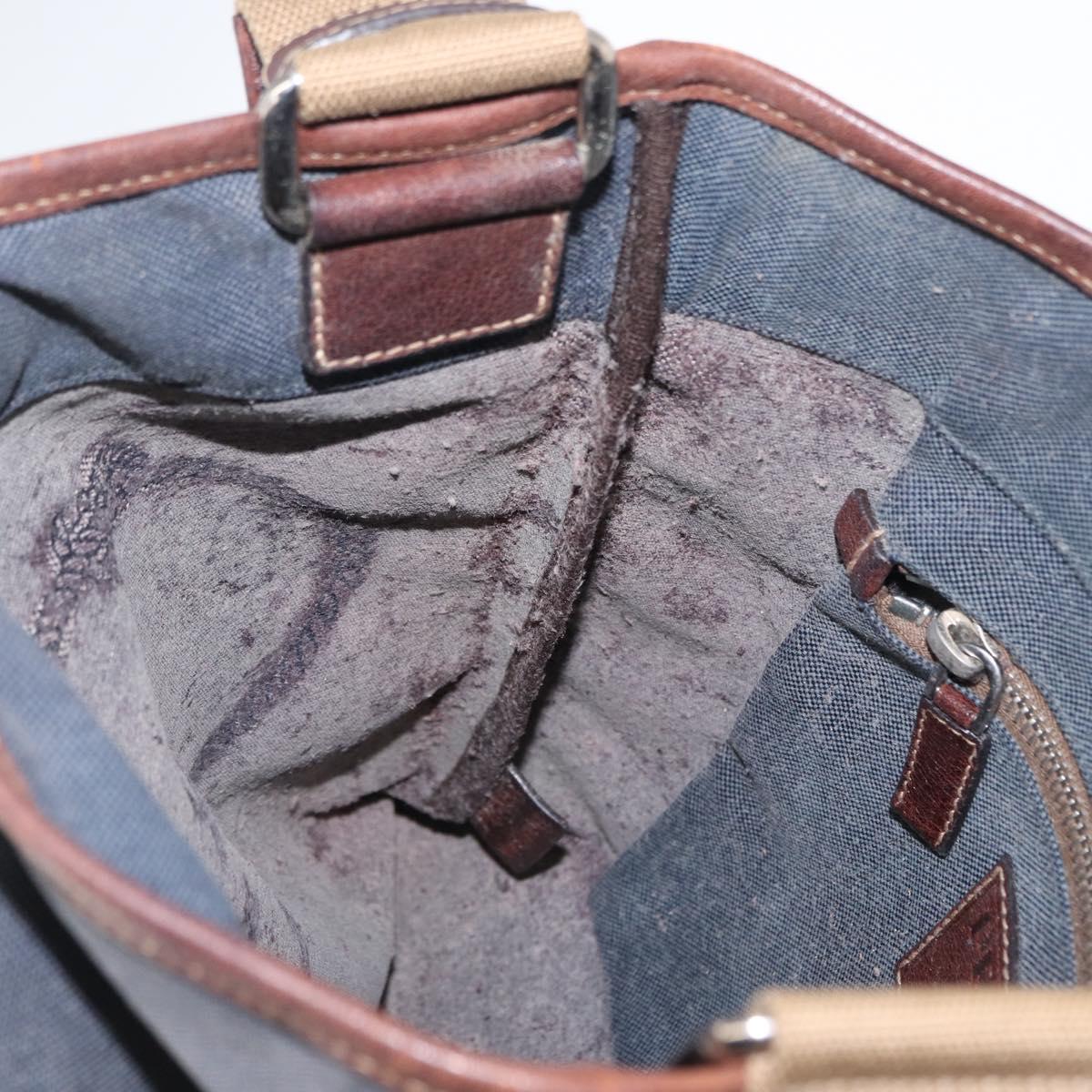 PRADA Shoulder Bag Canvas Navy Silver Auth ka744