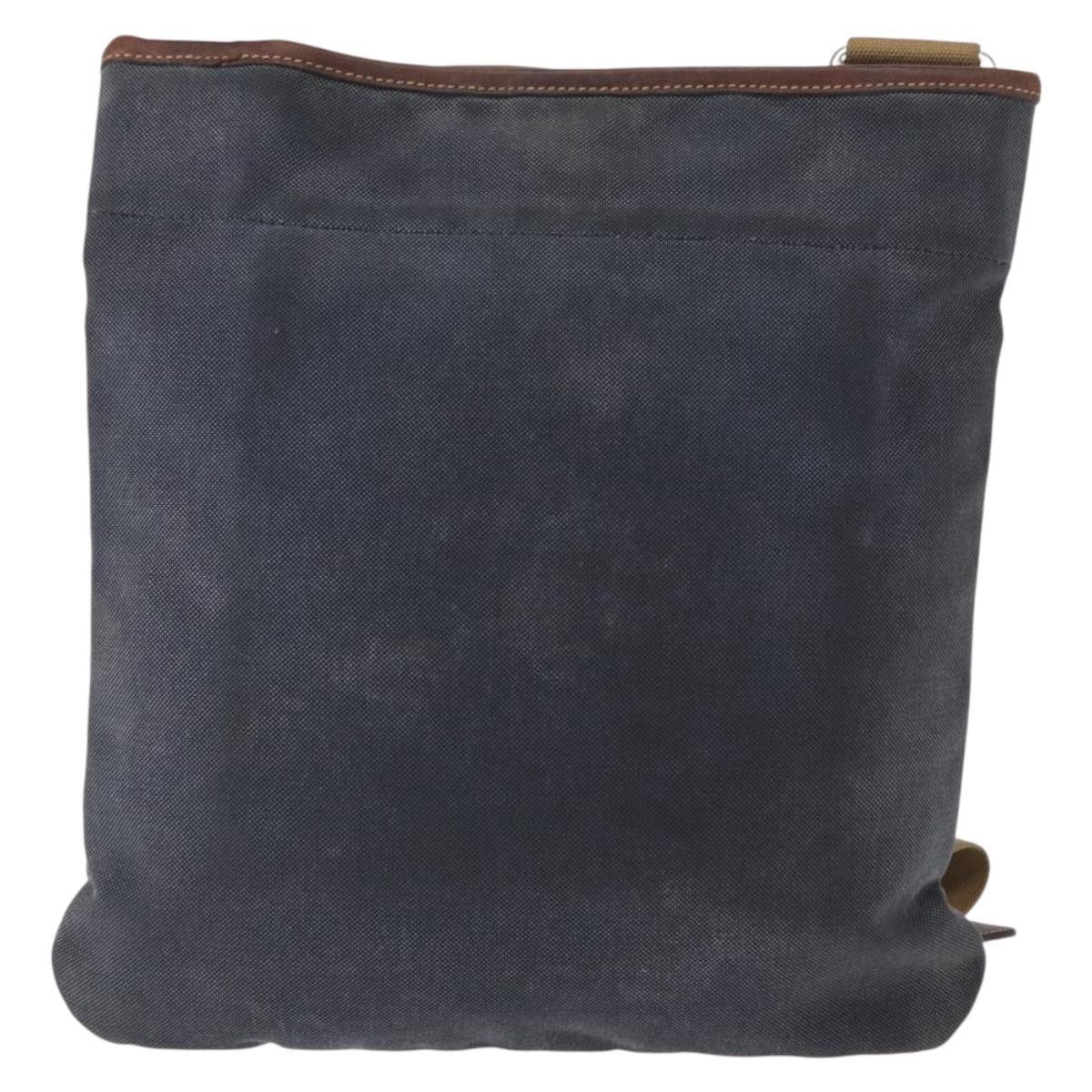 PRADA Shoulder Bag Canvas Navy Silver Auth ka744