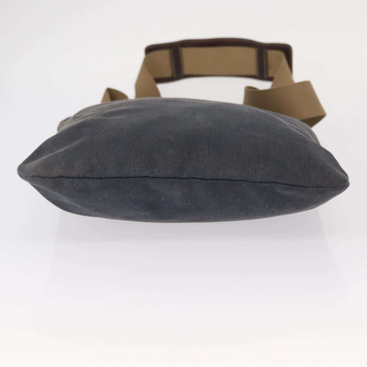 PRADA Shoulder Bag Canvas Navy Silver Auth ka744