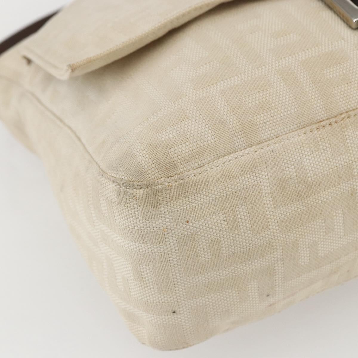 FENDI Zucca Canvas Mamma Baguette Shoulder Bag Beige Silver Auth ka745