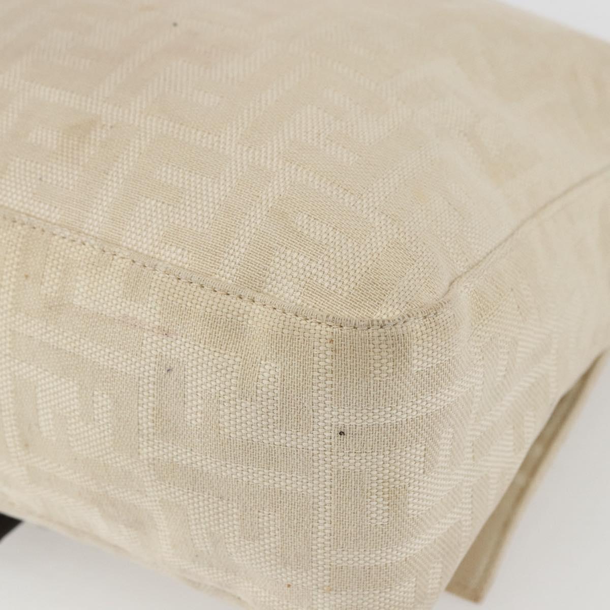 FENDI Zucca Canvas Mamma Baguette Shoulder Bag Beige Silver Auth ka745