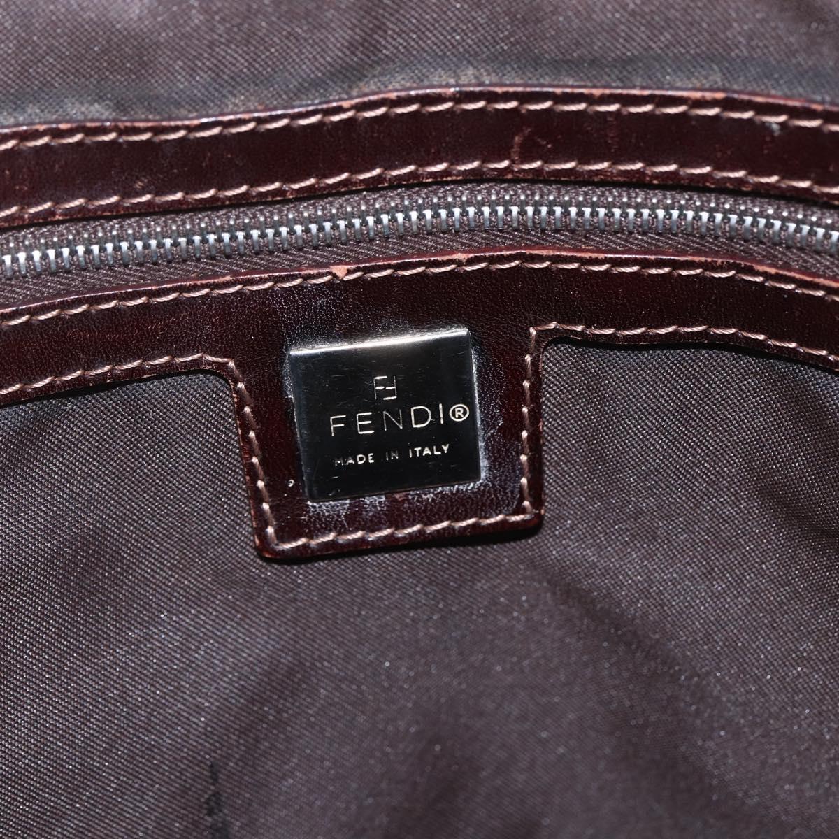 FENDI Zucca Canvas Mamma Baguette Shoulder Bag Beige Silver Auth ka745