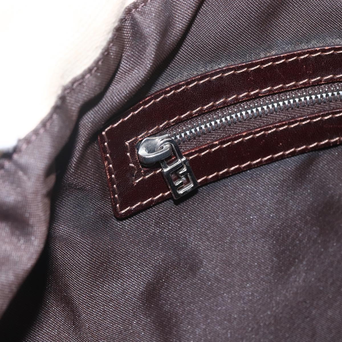 FENDI Zucca Canvas Mamma Baguette Shoulder Bag Beige Silver Auth ka745