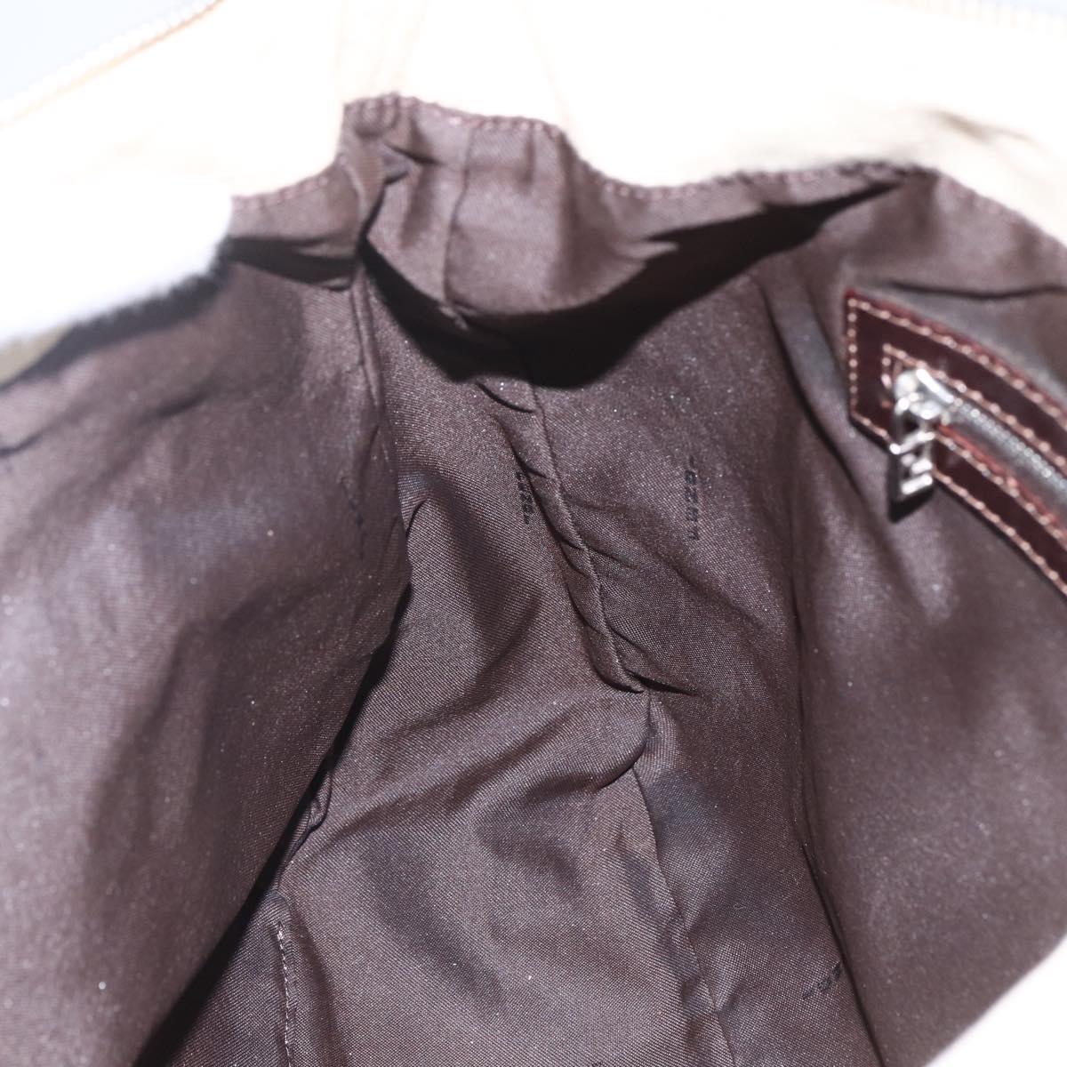 FENDI Zucca Canvas Mamma Baguette Shoulder Bag Beige Silver Auth ka745