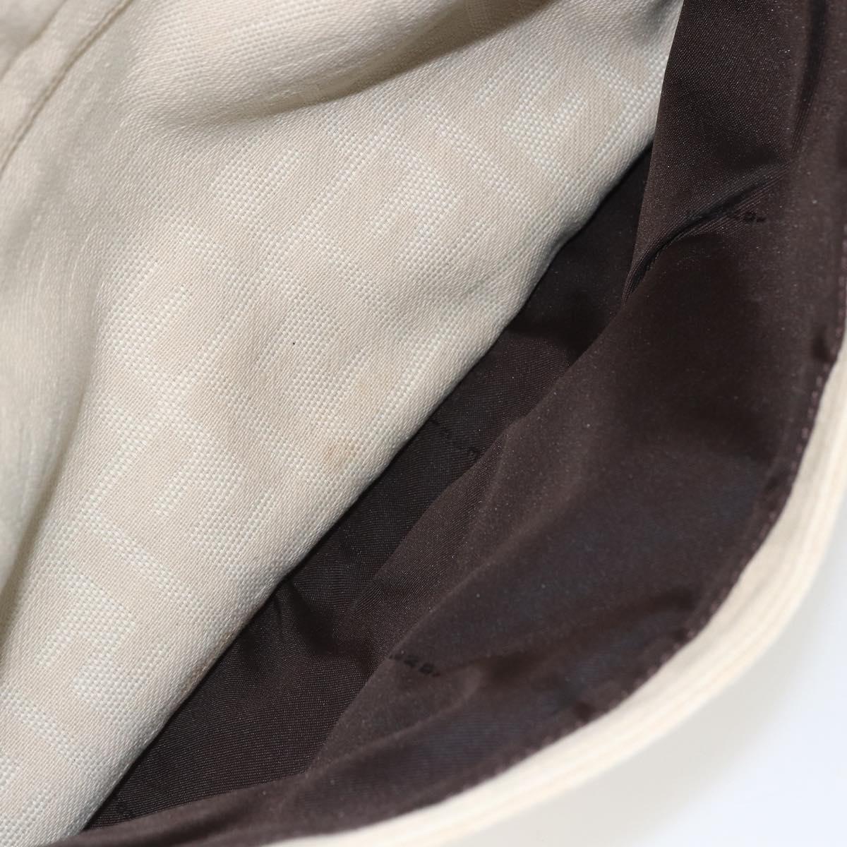 FENDI Zucca Canvas Mamma Baguette Shoulder Bag Beige Silver Auth ka745